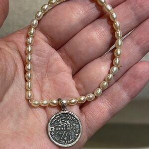 Pearl Beaded New Orleans Water Meter Pendant Bracelet